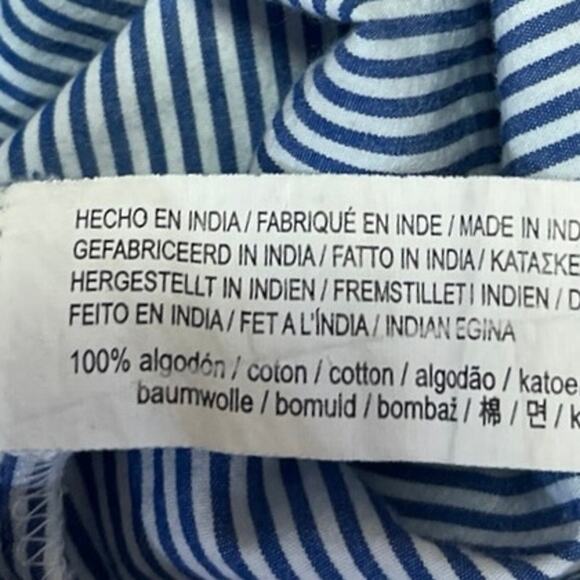 Stradivarius Women's Blue White Striped Long Sleeve Button Down Shirt Top Sz M - Picture 4 of 4